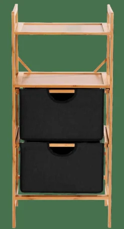 Commodes^CASA BAMBOO Armoire à 2 Tiroirs Noir, Naturel