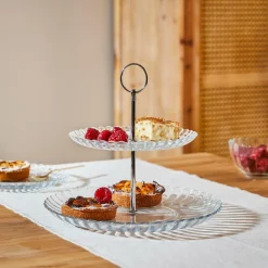Plats À Servir^CASA DAHLITA Plat à Servir Avec 2 Niveaux Transparent