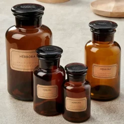 Bocaux^CASA HERBORA Pot à Provisions 1 L Brun