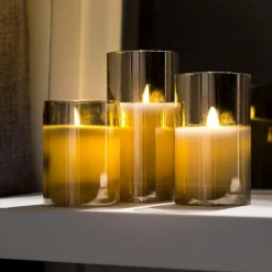 Bougies Led^CASA ION Bougies LED Set De 3 Gris