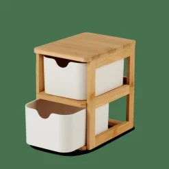 Accessoires Bureau^CASA KONDO Organisateur 2 Tiroirs Blanc, Naturel