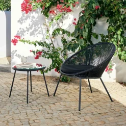 Fauteuils De Jardin|Salon De Jardin^CASA PAPAYO & ACAPULCO Ensemble De Salon Noir