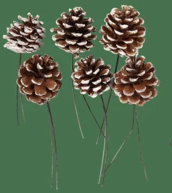 Automne^CASA PINECONE Pommes De Pin Set De 6 2 Couleurs Blanc, Argent