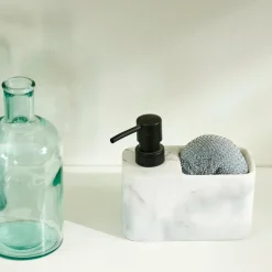 Faire La Vaisselle^CASA SHADOW Distributeur Savon Avec éponge Noir, Blanc