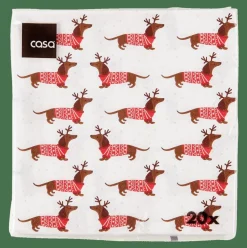 Serviettes^CASA X-MAS DOG Set De 20 Serviettes Multicolore